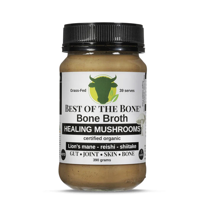 Best of the Bone Bone - Broth Beef Concentrate Healing Mushrooms Organic Lions Mane Reishi Shiitake 390g