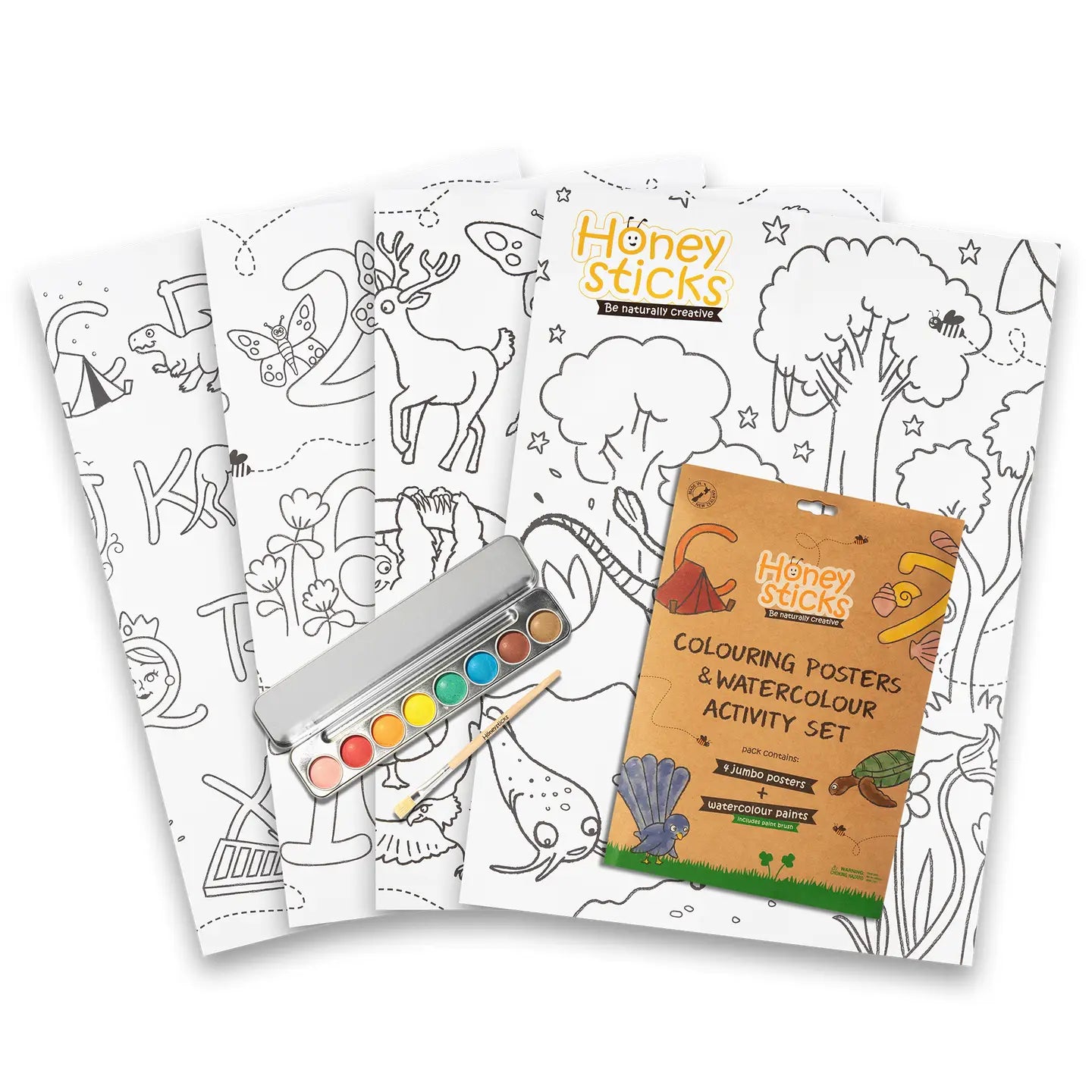 Honeysticks Jumbo Posters & Watercolour Paints Activity Set