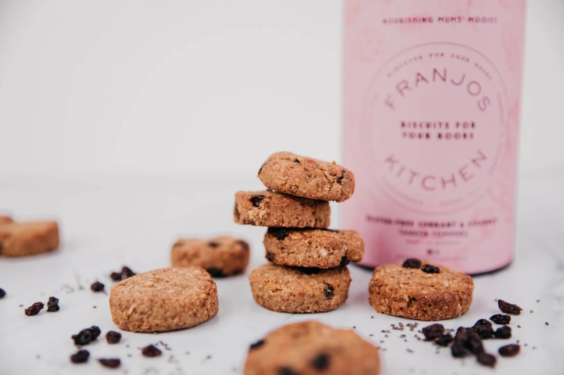 Franjos Kitchen Tanker Topper Lactation Biscuits - Currant & Coconut (Gluten Free)