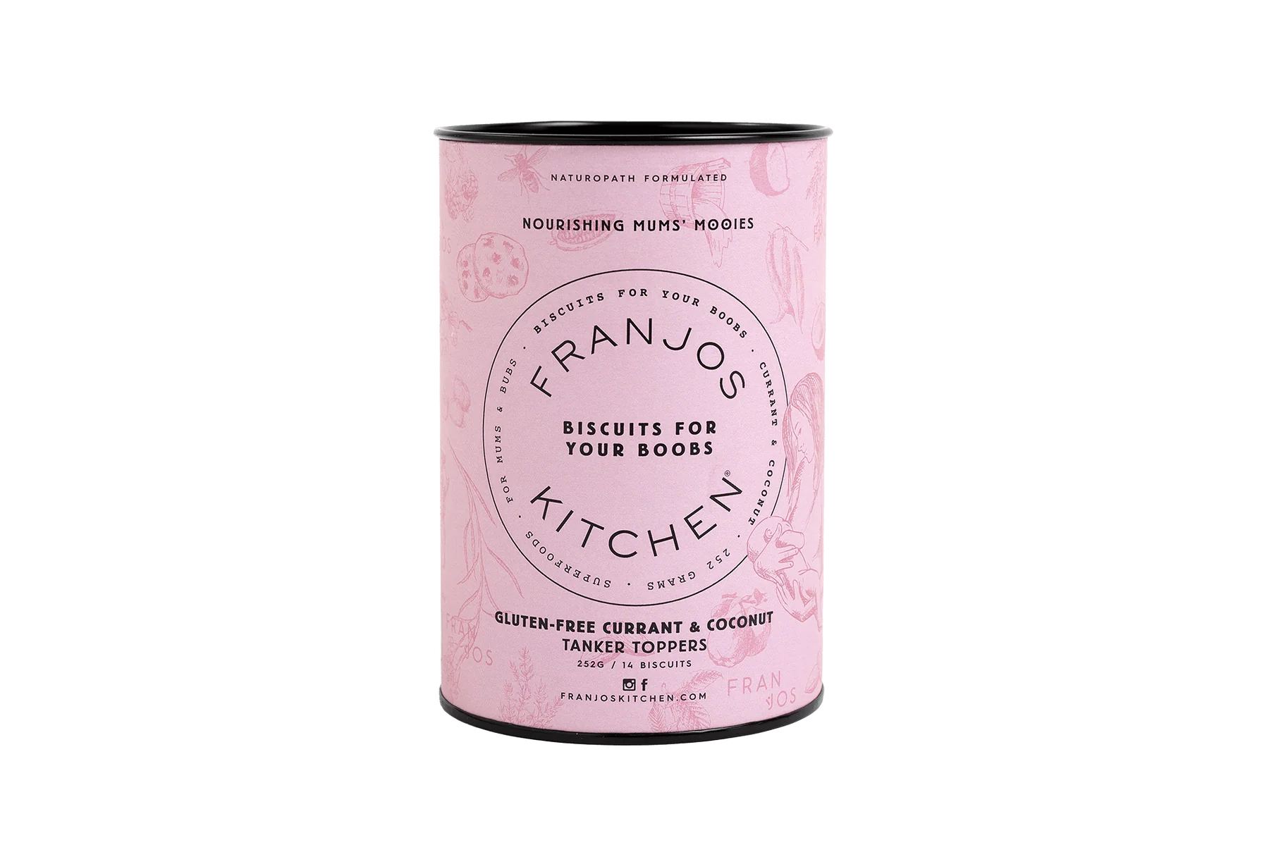 Franjos Kitchen Tanker Topper Lactation Biscuits - Currant & Coconut (Gluten Free)