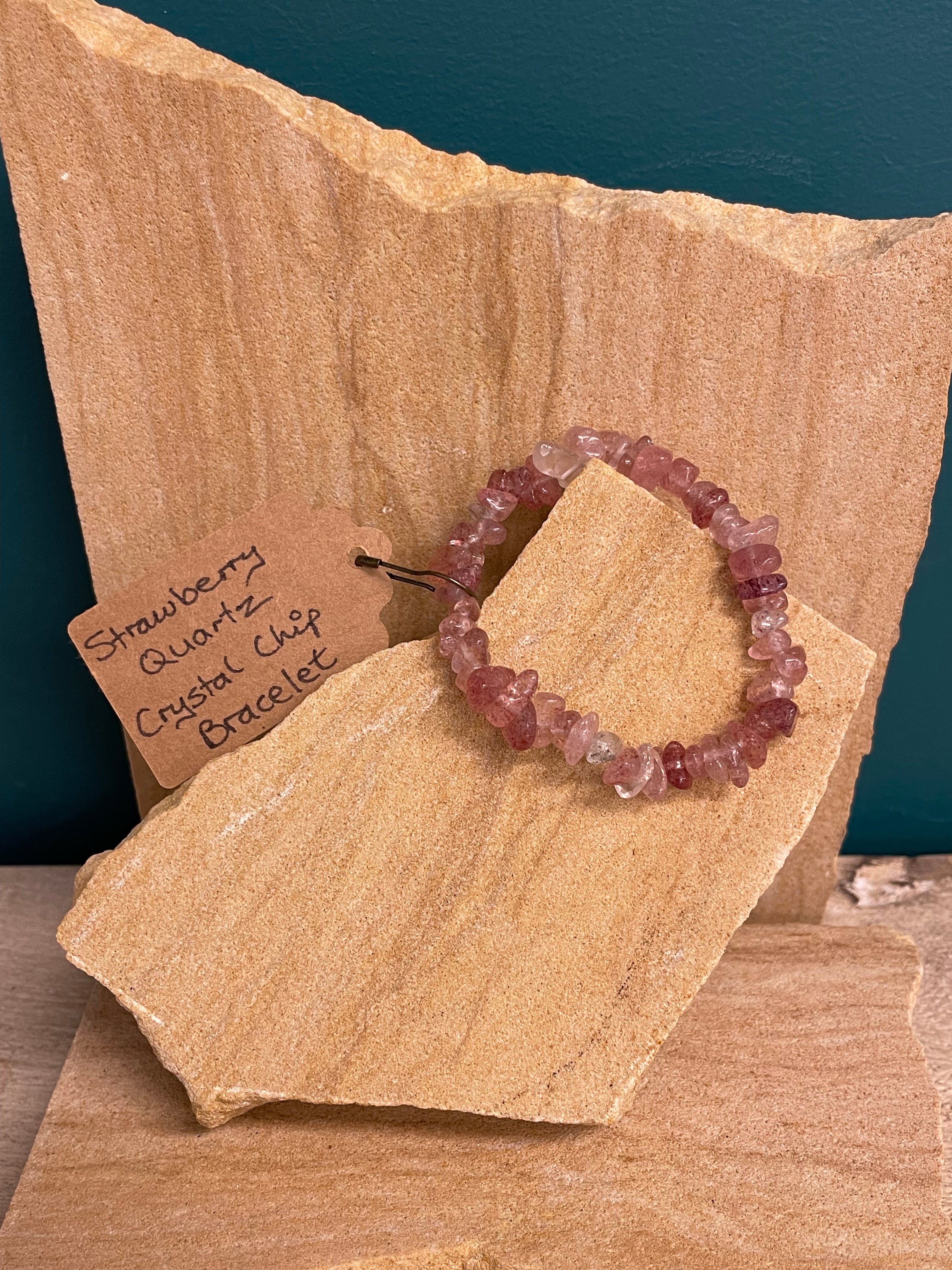 Whole Store Crystal Chip Bracelet - Strawberry Quartz