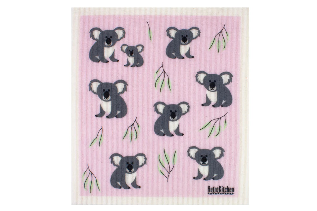 Retro Kitchen Biodegradable Sponge Dish Cloth - Koalas