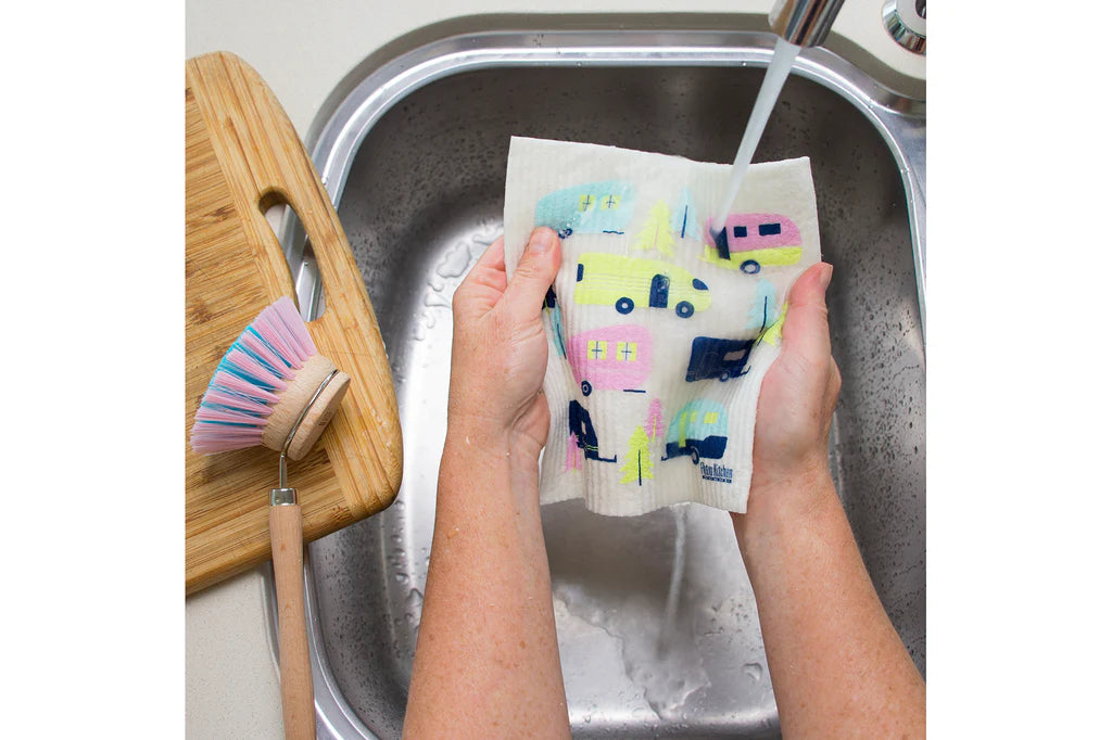 Retro Kitchen Biodegradable Sponge Dish Cloth - Caravans