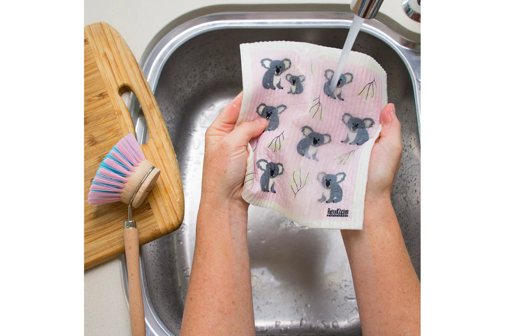 Retro Kitchen Biodegradable Sponge Dish Cloth - Koalas