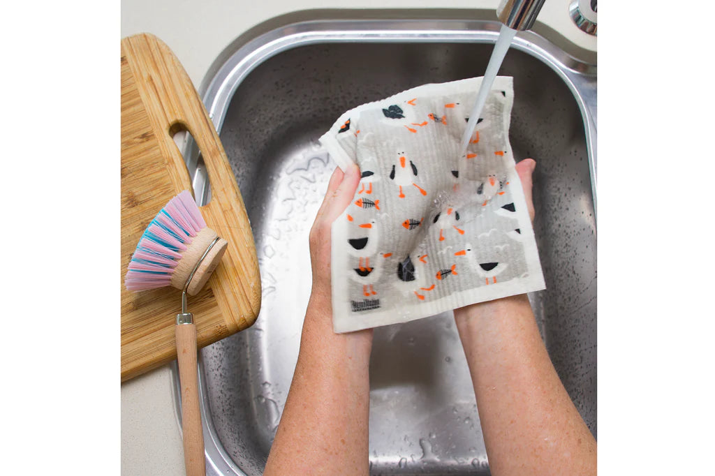 Retro Kitchen Biodegradable Sponge Dish Cloth - Seagulls