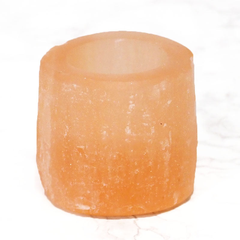 Peach Selenite Tea Light Candle Holder - Naturally Shaped