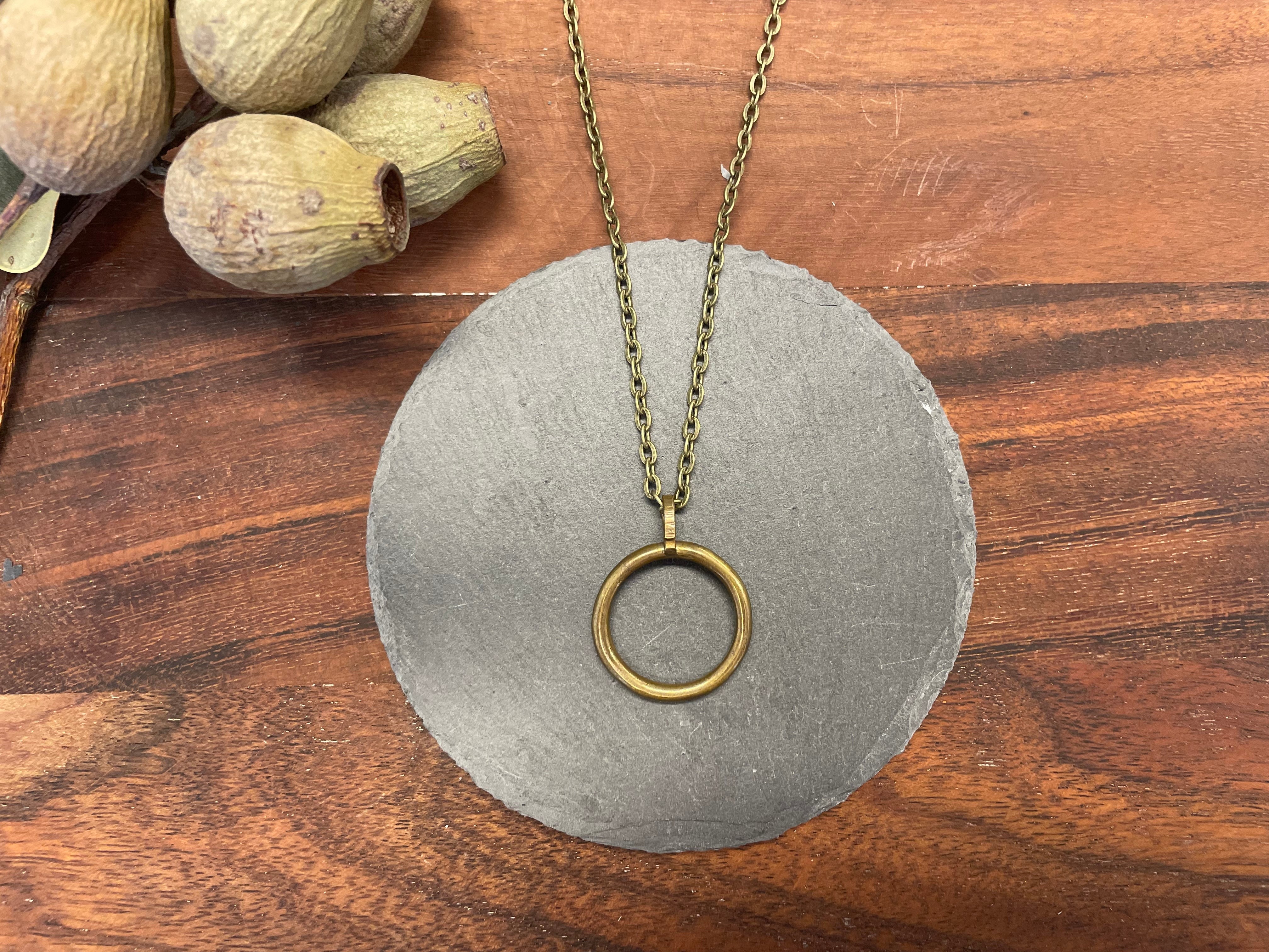 Whole Store Betsy C Jewellery Brass Textured Single Circle Pendant