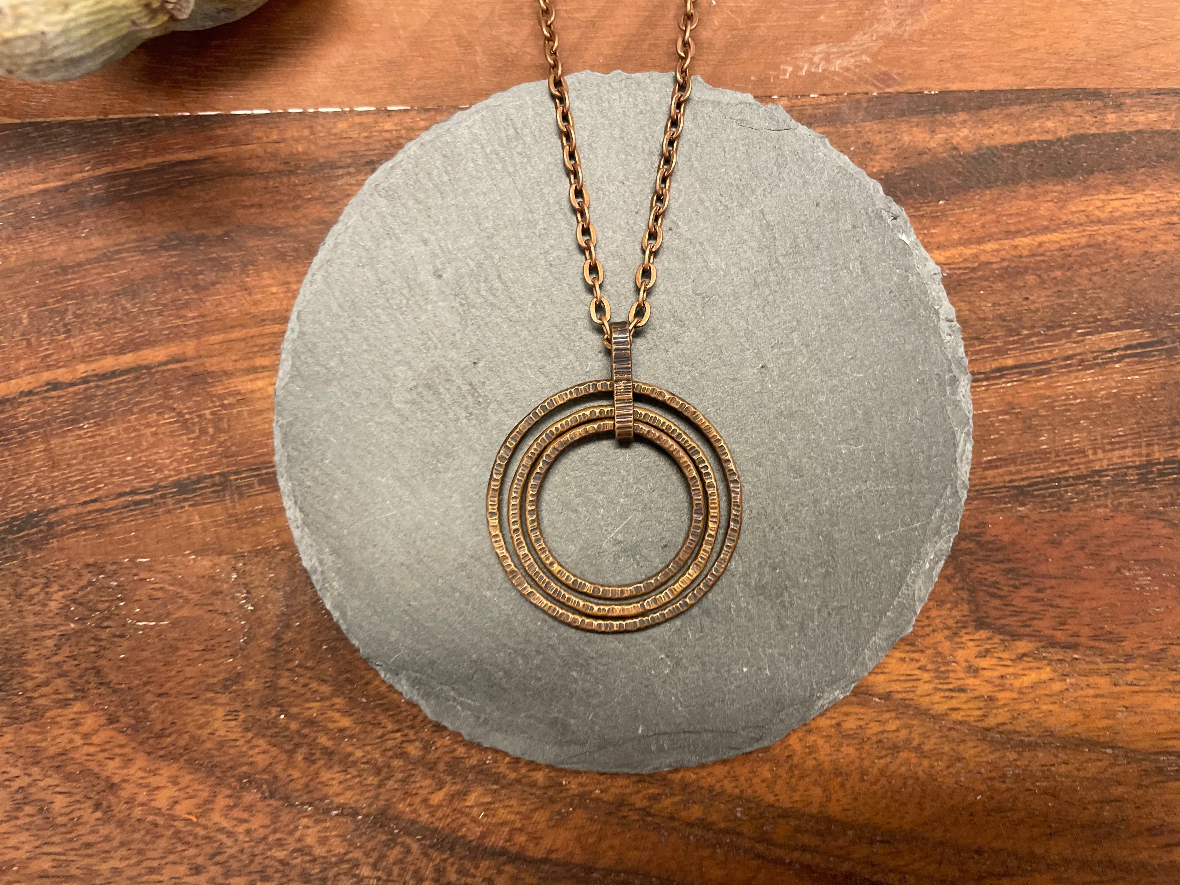 Whole Store Betsy C Jewellery Copper Textured Nested Circle Pendant
