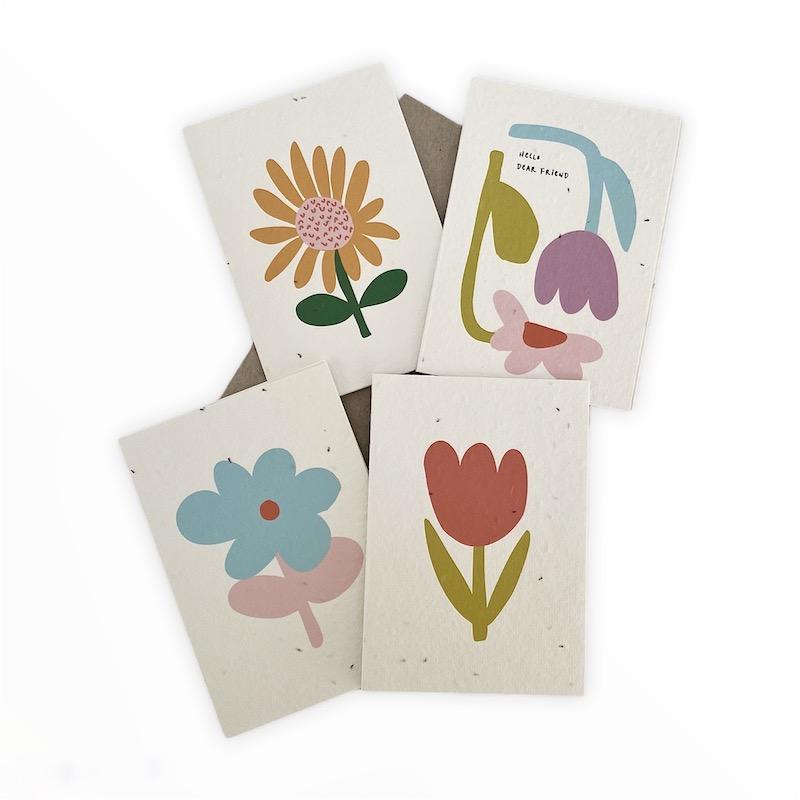 Hello Petal Petal Pals Blooming Plantable Card - Mini - 4 Pack