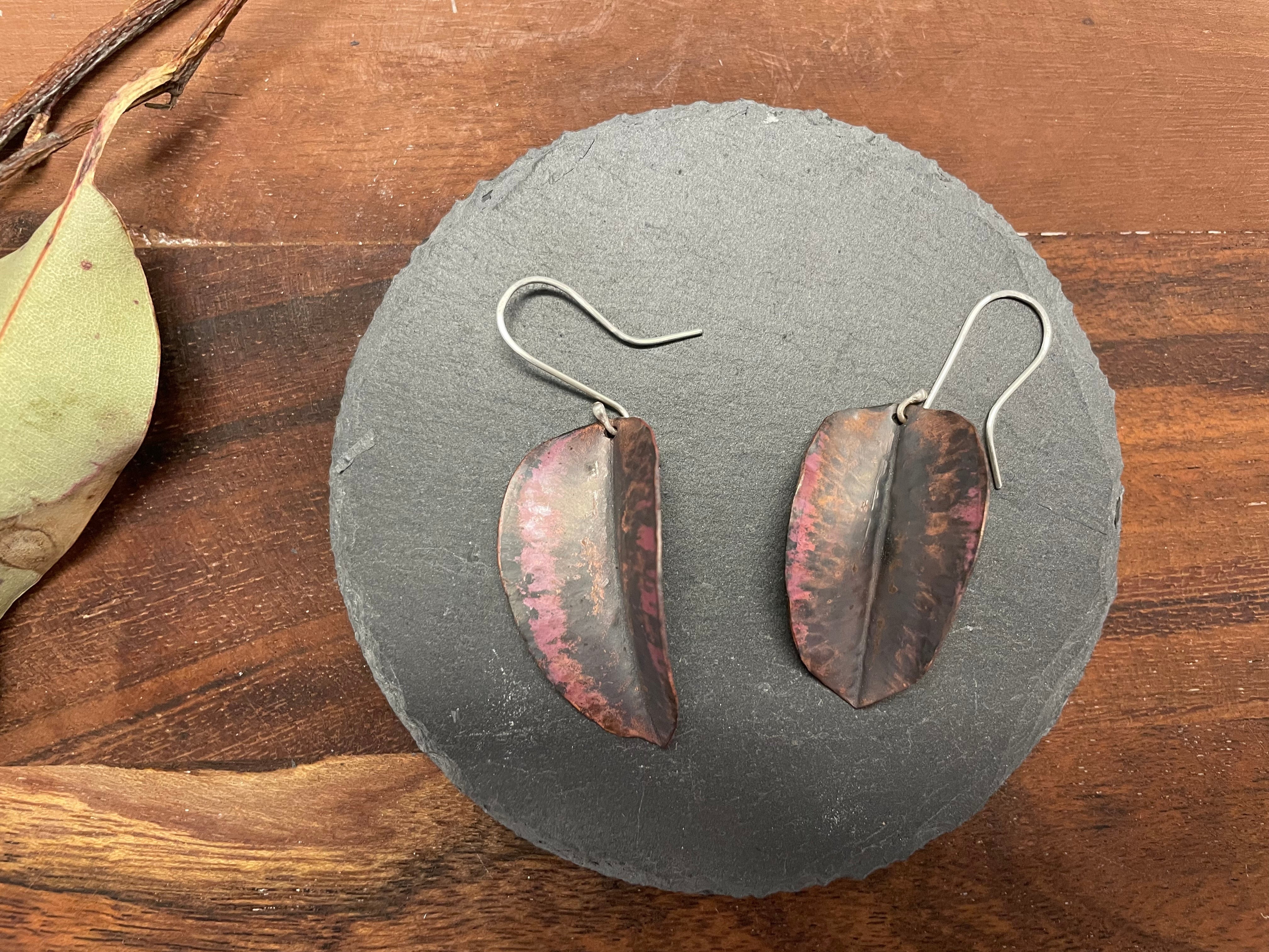 Whole Store Betsy C Jewellery Copper Leaf Earrings