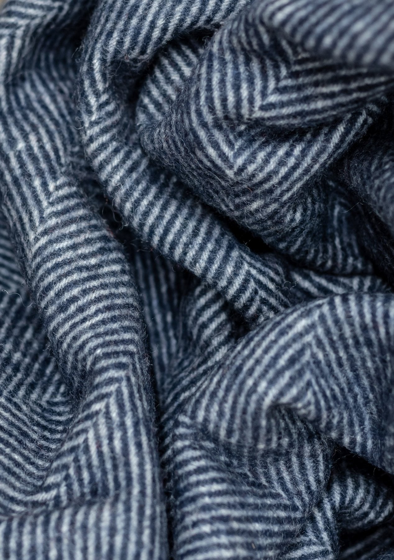 The Tartan Blanket Co. Recycled Wool Waterproof Picnic Blanket - Navy Herringbone