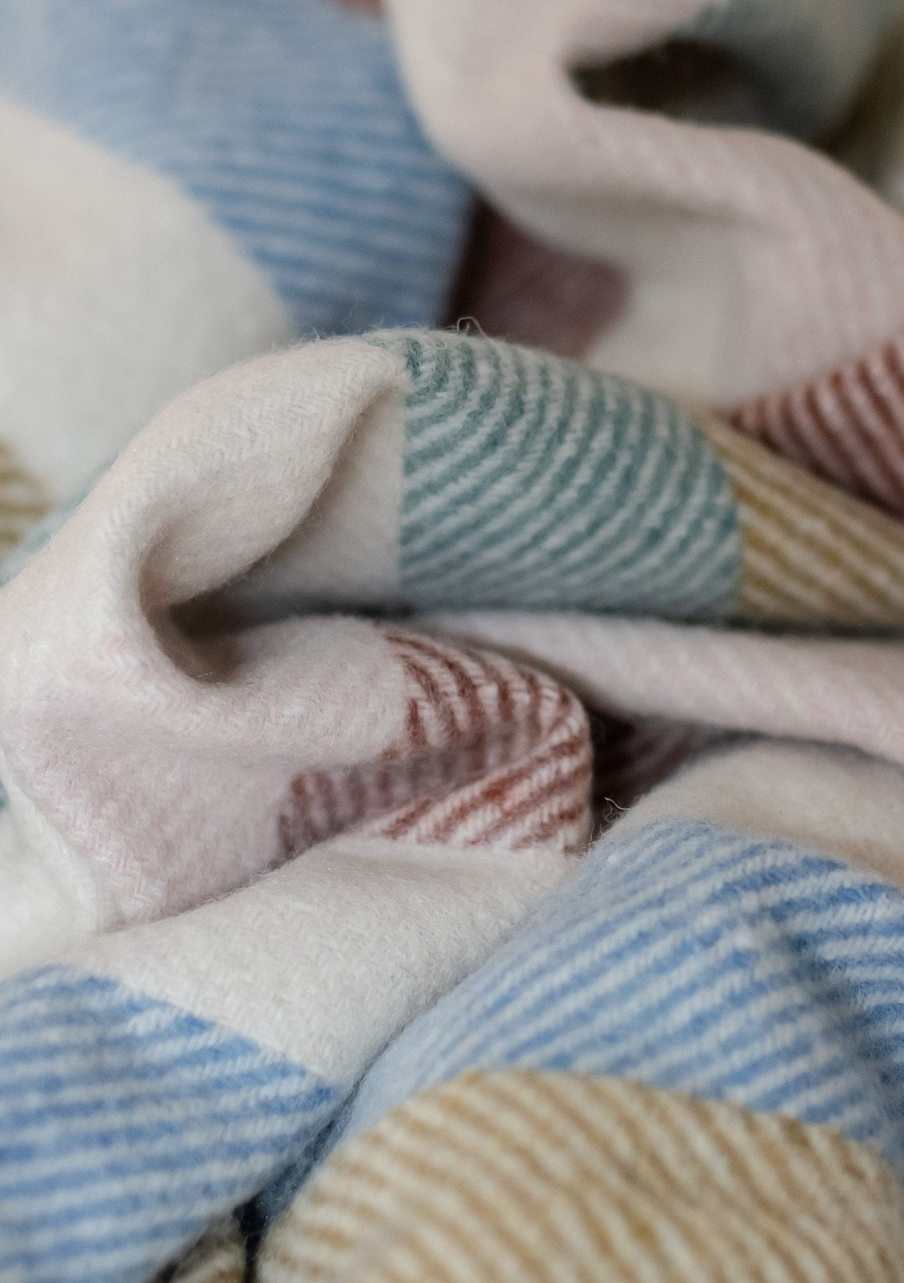 The Tartan Blanket Co. Recycled Wool Waterproof Picnic Blanket - Rainbow Herringbone Check