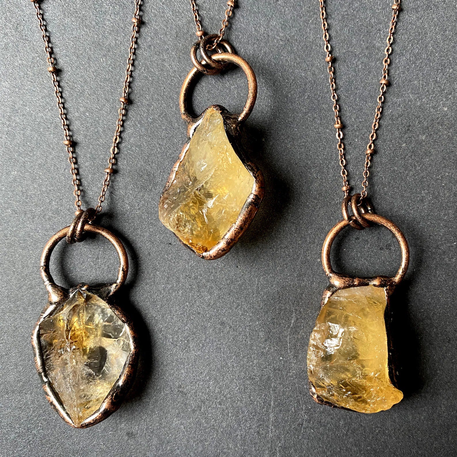 Whole Store Raw Citrine Antique Rose Gold Plated Ring Pendant Necklace