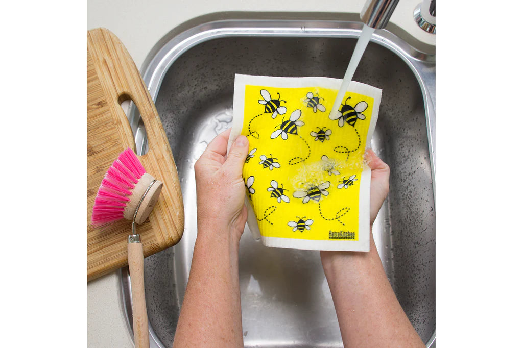 Retro Kitchen Biodegradable Sponge Dish Cloth - Bees