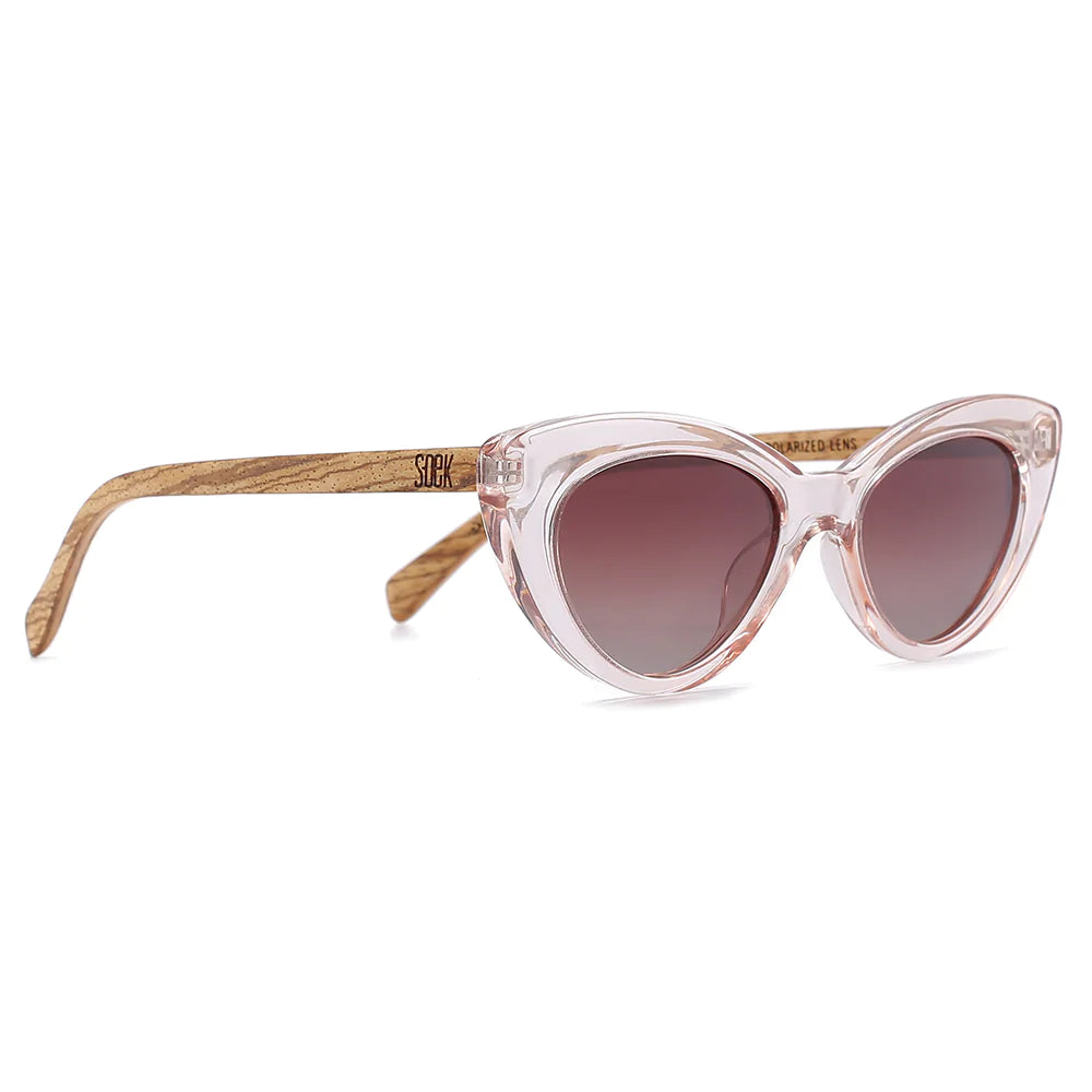 Soek Savannah Blush Pink Sunglasses with Walnut Arms