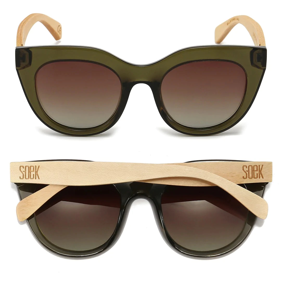 Soek Milla Khaki Sunglasses with Maple Arms