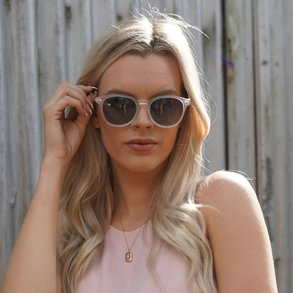 Soek Taine Frost Sunglasses with Walnut Arms