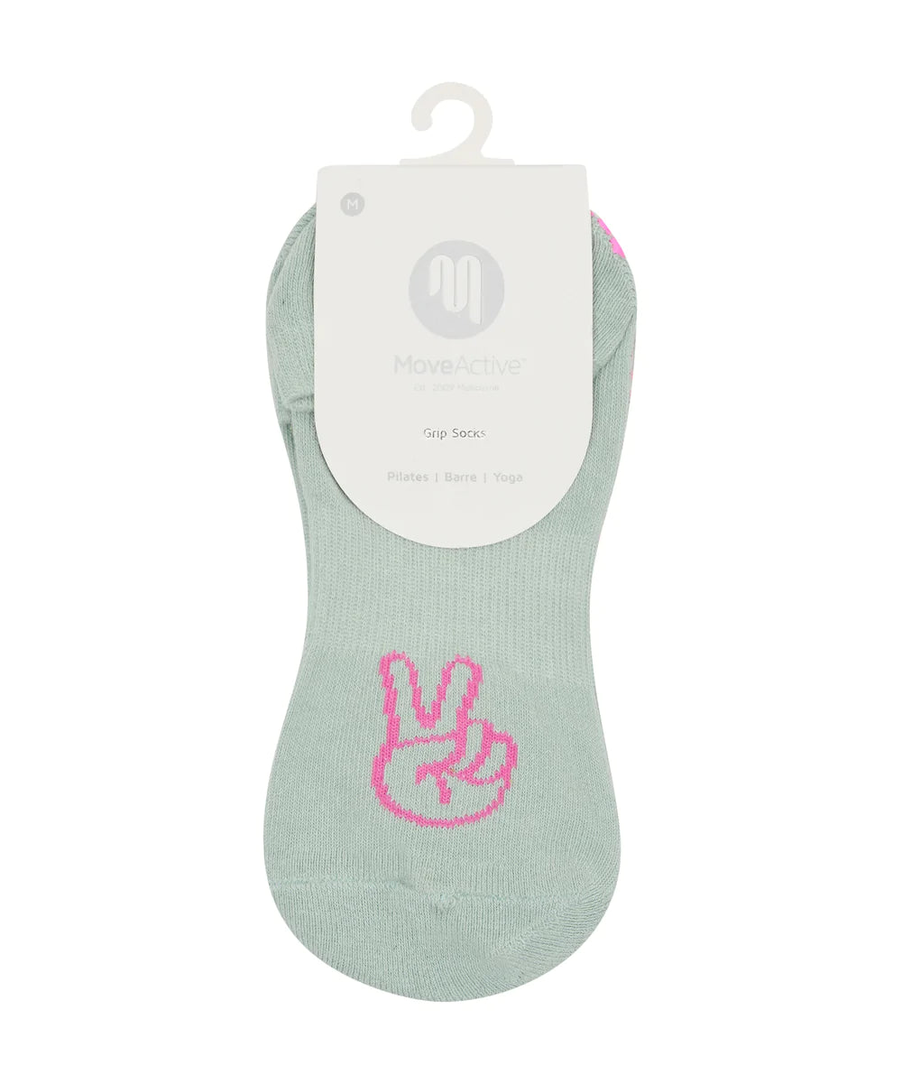 Move Active Classic Low Rise Non Slip Grip Socks - Peace